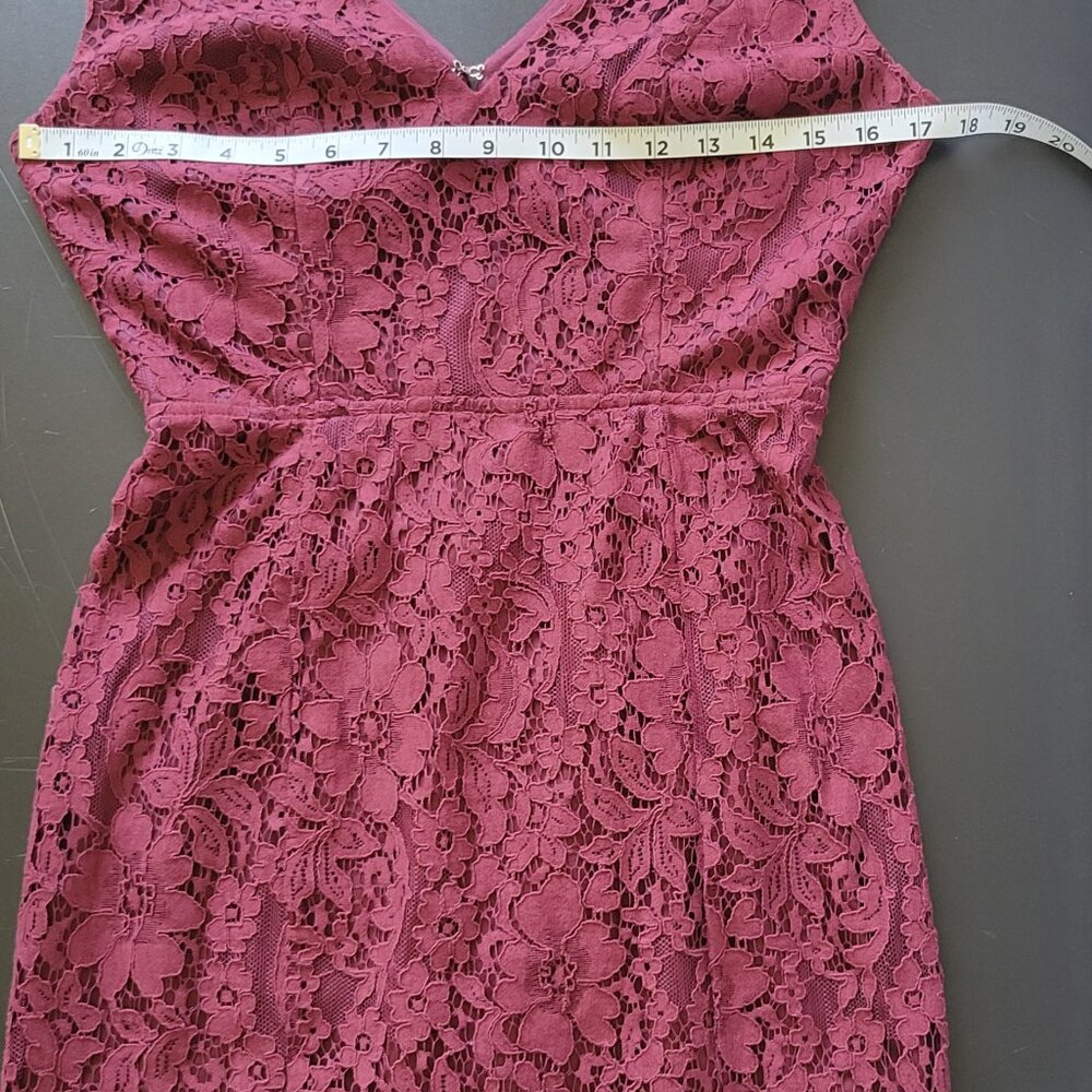 Lulu’s Classic/Elegant Mini Bodycon Dress, M, Lined, Sleeveless, Lace, Burgundy - Picture 6 of 8